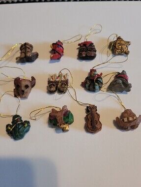 Vintage Western Theme Christmas Ornaments Resin Set Of 12